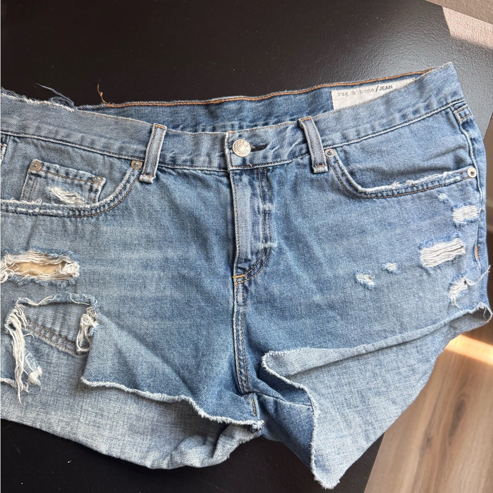 rag & bone Blue Cut-Off Jean Shorts
